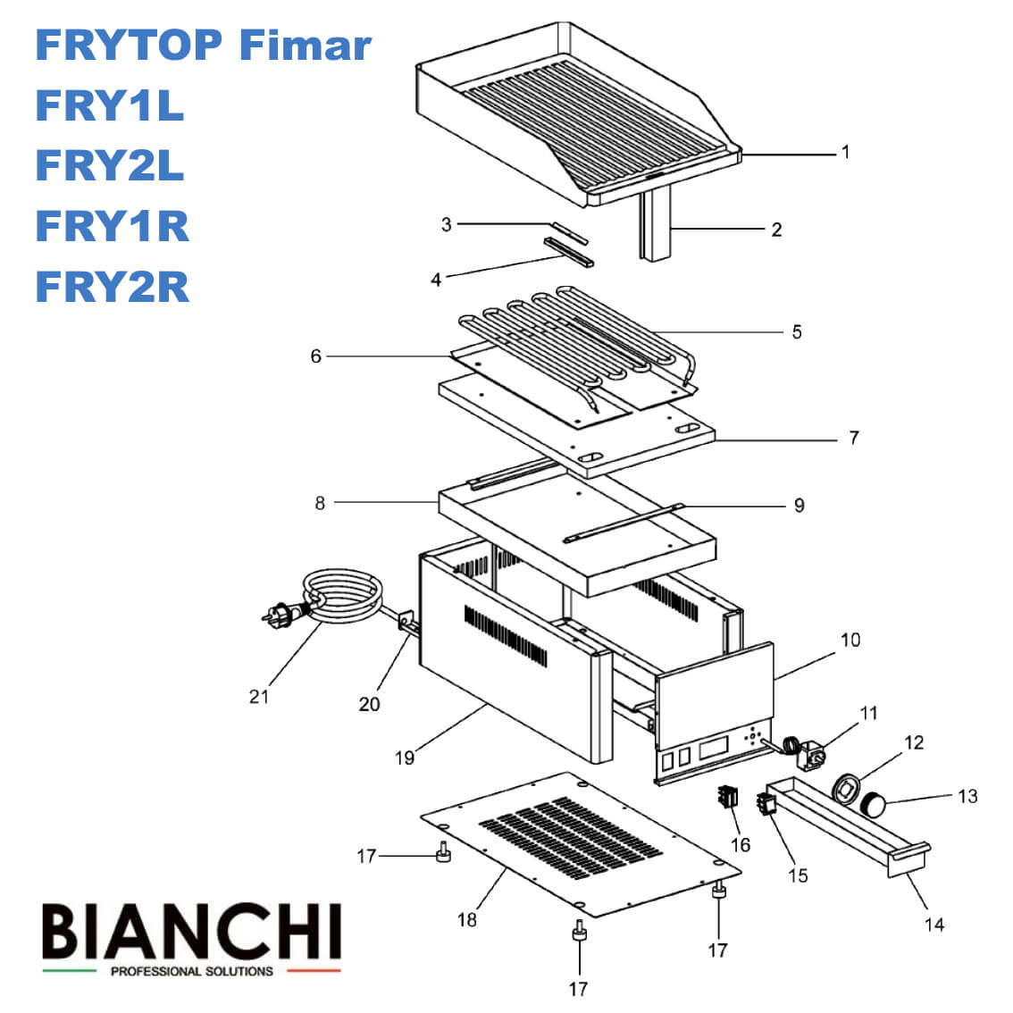 Esploso ricambi Fry Top Fimar FRY1L FRY2L FRY1R FRY2R